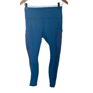 Fabletics Power Hold Blue Cropped Leggings pants with Mesh Inserts High Rise